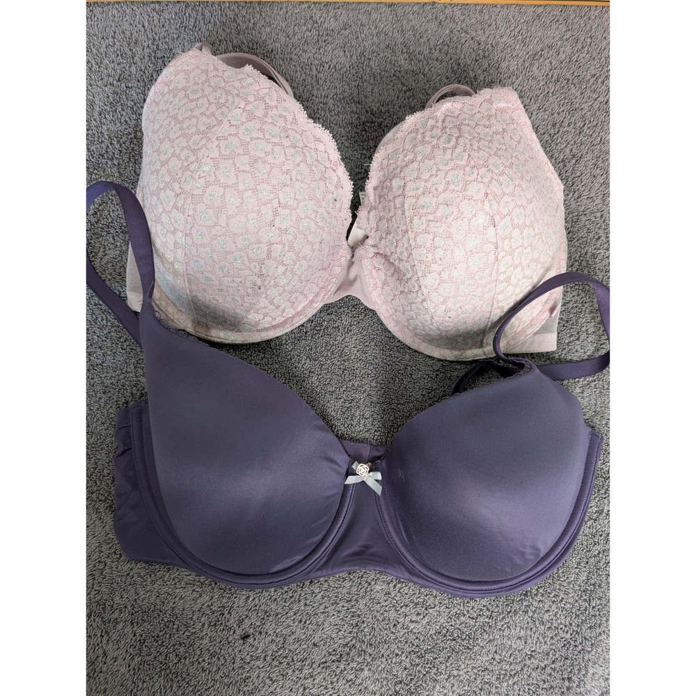 Victoria's Secret 36DDD Lined Demi Bra Bundle 2 Pack Purple Pink Lace 7760